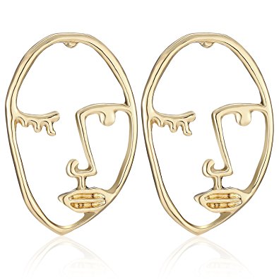 LILIE&WHITE Statement Geometric Face Ethnic Earrings Skull Head Earrings for Women Cool Party Accessories