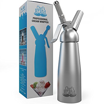 Chef Quality Whipped Cream Dispenser / Cream Whipper, 1 Pint | with 3 Stainless Steel Decorating Nozzles | by Chef's Brand