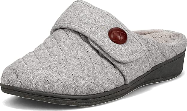 Vionic Women's Indulge Carlin Flannel Mule Slipper- Comfortable Spa House Slippers that include Three-Zone Comfort with Orthotic Insole Arch Support, Medium Fit, Sizes 5-12