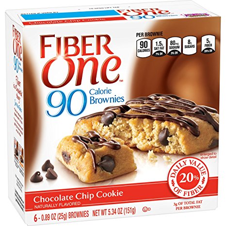 Fiber One Brownies 90 Calorie, Chocolate chip cookie, 6 bars, 5.34 oz