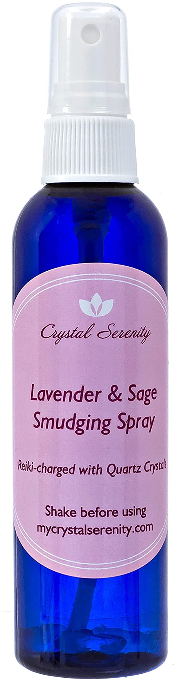 White Sage Smudge Spray: Lavender and Sage Smudging Spray with Quartz Crystals - Reiki Charged 4 oz