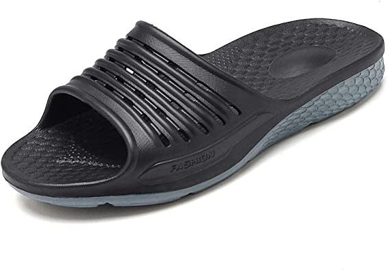 WODEBUY Men's Shower Sandals Antislip Quick Dry Bath Slippers Flats Gym and Pool Slides College Dorm Shoes