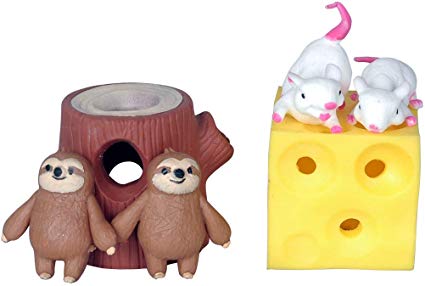 WEY&FLY Mouse and Cheese Toy Sloth Hide and Seek Stress Relief Toy Latex Toy Safety Certification