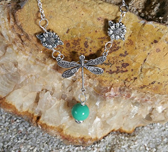 Dragonfly Free to Fly Necklace Peruvian Blue Opal