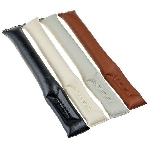 ChiTronic Car Vehicle Seat Hand Brake Gap Filler Pad PU Leather - Set of 2,Black