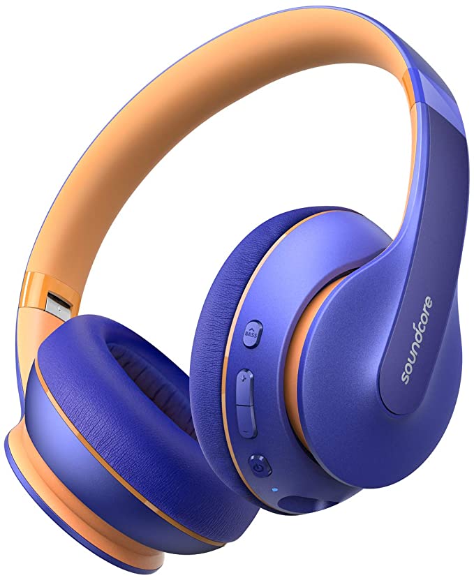 Anker Soundcore Life Q10 Wireless Bluetooth Headphones, Over Ear and Foldable, Hi-Res Certified Sound, 60-Hour Playtime and Fast USB-C Charging, Deep Bass, Aux Input (Blue), Medium (A3032032)