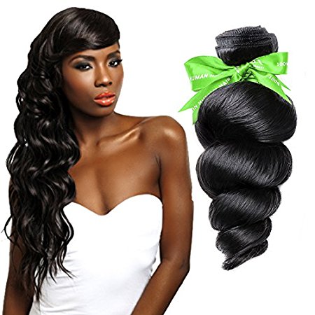 GoldRose Beauty Brazilian Virgin Loose Wave, 1 Bundle Natural Color Raw Unprocessed 100% Human Hair Virgin Loose Wave Hair Weave Size 8 Inches