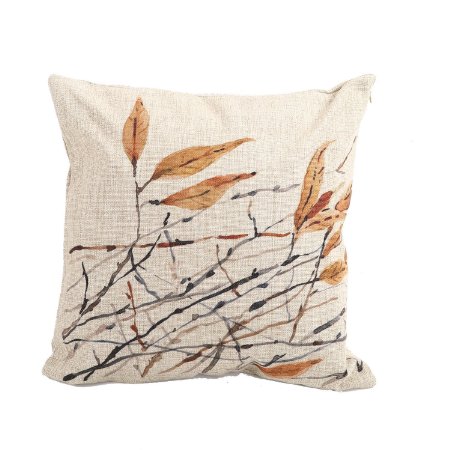 Createforlife Home Decor Cotton Linen Square Pillowcase Watercolor Art Tree Leaf Throw Pillow Sham Cushion Cover 18" x 18"