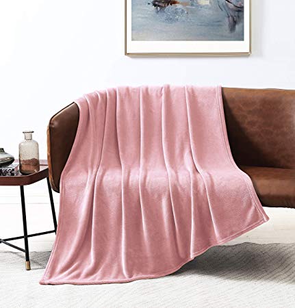 Love's cabin Flannel Fleece Luxury Blanket Throw Size Pink, Super Soft Double Side Warm Blanket, Cozy Microfiber All Season Blanket Couch