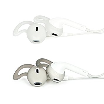 DigiHero 4 Pairs Earbuds Cover for EarPods,Ear-Hook/Attachment/Covers/Sport Grips Compatible with iPhone 6S/6 / 5S / 5C / 5 (White,Gray)