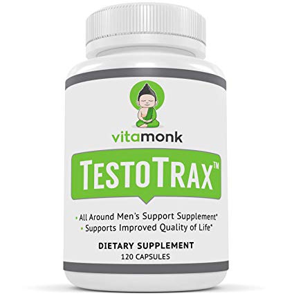 TestoTrax™ Free Testosterone Optimization Supplement - Help Increase Quality of Life with a Natural Testosterone Booster for Men that Also Lowers Cortisol -120 Capsules with FenuTrax, KSM-66, Eurycoma