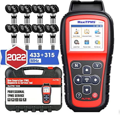 Autel MaxiTPMS TS508K TPMS Tool, 2022 Newest TPMS Relearn Tool with 8PCS 315MHz 433MHz Sensors, Updated of Autel TS408/501, Top TPMS Scanner for TPMS Reset/Activation/Program with Lifetime Update