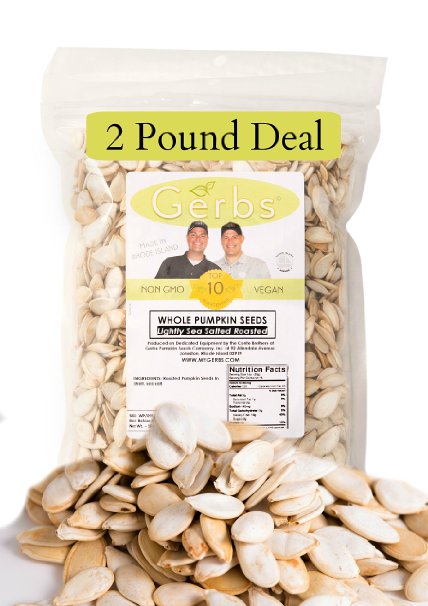 Lightly Sea Salted Pumpkin Seeds In Shell by Gerbs - 2 LBS - Top 11 Food Allergen Free & Non GMO - Vegan & Kosher - Premium Whole Roasted Pepitas - COG USA