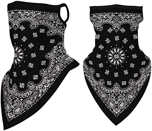 ELYAN 【2 Pcak】 Multifunctional Bandana for Rave Galaxy Face Mask Bandana with Ear Loops,Sun UV Dust Protection Windproof Headband Neck Gaiter-Pattern A