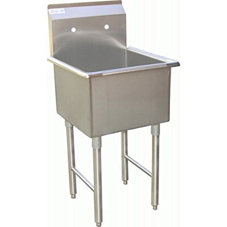 Apex DuraSteel 1 Compartment Stainless Steel Utility Preparation Prep NSF Sink – 18” X 18” Tub Size