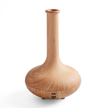 Qedertek Wood Grain 160ml Vase Version Ultrasonic Essential Aromatherapy Oil Diffuser Humidifier with Adjustable Mist Mode, Waterless Auto Shut-off Function for Home, Office, Spa, etc.(Wood Grain)