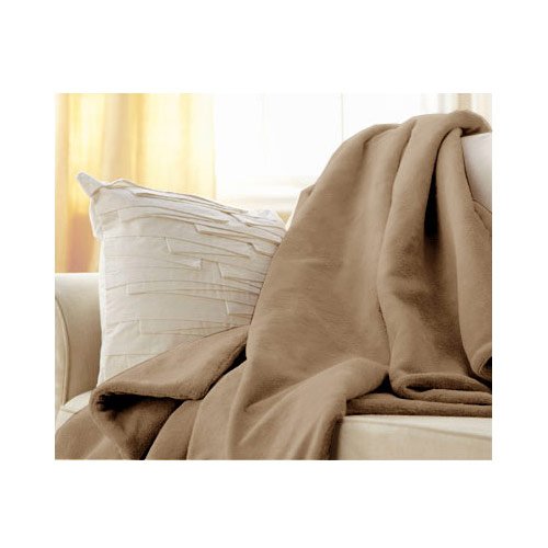 Sunbeam Microplush Electric Heated Throw Blanket in Mushroom Beige