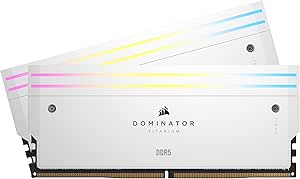 CORSAIR DOMINATOR TITANIUM RGB DDR5 RAM 32GB (2x16GB) DDR5 6400MHz CL32 Intel XMP iCUE Compatible Computer Memory - White (CMP32GX5M2B6400C32W)