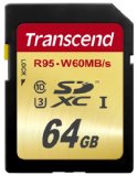 Transcend 64 GB High Speed 10 UHS-3 Flash Memory Card 9560 MBs TS64GSDU3