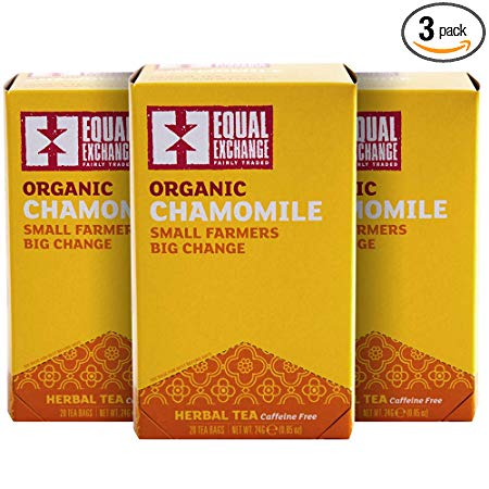 Equal Exchange Organic Caffeine Free Chamomile Tea,  20-Count (Pack of 3)