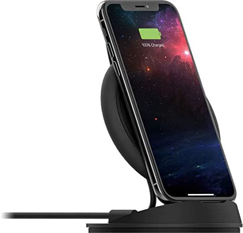 mophie Wireless Charger, Desk Stand, Qi-Certified for iPhone 11, 11 Pro, 11 Pro Max, XR, Xs Max, XS, X, 8, 8 Plus, 10W Fast-Charging Galaxy S20 S10 S9 S8, Note 10 Note 9 and More