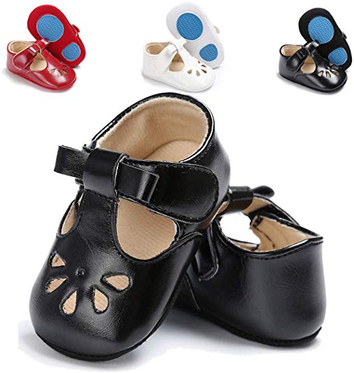 Baby Girl Mary Jane Flats Shoes Non Slip Soft Sole Infant Toddler First Walker Wedding Princess Dress Crib Shoes