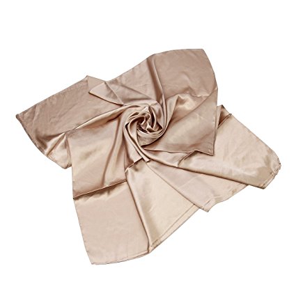 Elegant Large Silk Feel Solid Color Satin Square Scarf Wrap, 36 inch