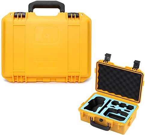 Carrying Case for DJI Mavic Air 2 Fly More Combo Accessories, Waterproof Rugged Compact Hard Case Accommodate Drone Controller Charging Hub ND Filter Set Adapter and Cables- Yellow