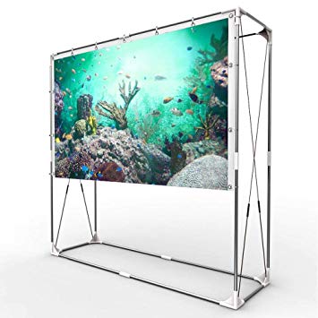 JaeilPLM 80-Inch Portable Projector Screen, Indoor Outdoor Compatible with Rectangle Stand for Home Theater, Gaming, Office