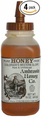 Ambrosia Pure Honey From Colorado's Western Slope, 16-Ounce Bottles (Pack of 4)