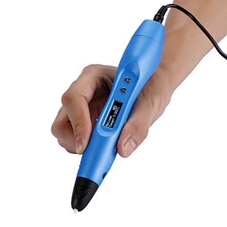 3d Printing Pen for 3d Drawing, 3d Scribbler Printing and Doodling with LCD Screen With Free 3 Loops 3d pen refills filament, ABS or PLA (Blue))