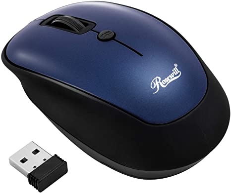 Rosewill Wireless Mouse, Portable Cordless Compact Travel Mouse, Optical Sensor, USB Wireless Receiver, Adjustable DPI, 4 Buttons, Office Style for Laptop, Notebook, PC, Computer, MacBook