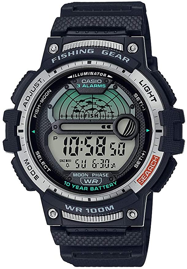 Casio Men's Fishing Timer Quartz Watch with Resin Strap, Black, 24.1 (Model: WS-1200H-1AVCF)