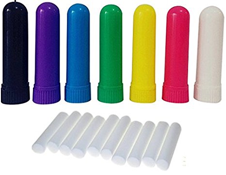 Essential Oil Aromatherapy Blank Nasal Inhaler Tubes (12 Complete Sticks), Empty Multicolored Nasal Inhalers for Essential Oil, Treat Breathing Problems Naturally, Refillable