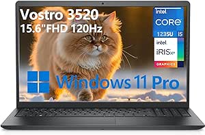 Dell Vostro 3520 3000 15 15.6" FHD 120Hz Business Laptop Computer, 12th Gen Intel 10-Core i5-1235U (Beat i7-1195G7), 16GB DDR4 RAM, 512GB PCIe SSD, 802.11ac WiFi, Bluetooth, Black, Windows 11 Pro