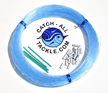 Monofilament Fishing Leader Kit 100yds Light Blue-Loop protectors crimps