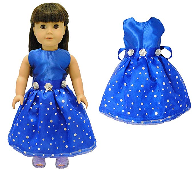 Pink Butterfly Closet Doll Clothes - Beautiful Blue Dress Outfit Fits American Girl Doll, My Life Doll, Our Generation and other 18 inch Dolls