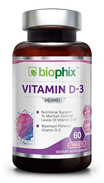 Vitamin D-3 50,000 IU 60 Tabs - Strong Bones Immune Health Support for K-2