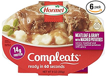 Hormel Compleats Meatloaf with Potatoes & Gravy, 9-Ounce Microwavable Bowls (Pack of 6)