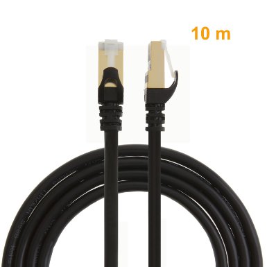 CableCreation CAT7 Double Shielded Gold Plated Ethernet Patch Cable - 33 Feet (10 Meters), Black