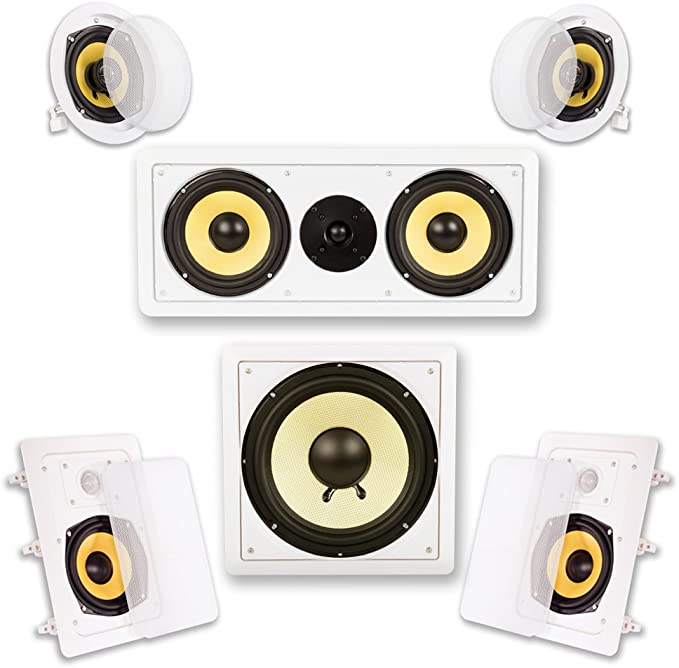 Acoustic Audio HD515 in-Wall/Ceiling Home Theater Surround 5.1 Speaker System