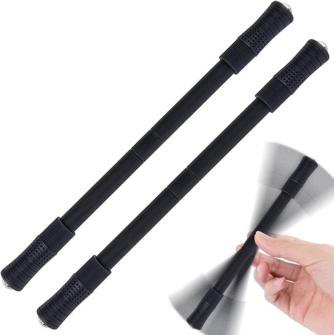 Spinning Pen Rolling Finger Rotating Pen Gaming Trick Pen Mod with Tutorial No Pen Refill Stress Releasing Brain Training Toys for Kids Adults Student Office Supplies (2 Pack Black)