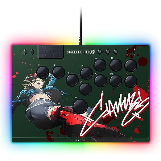 Razer Kitsune All-Button Arcade Controller: For PS5 / PlayStation 5 & PC - Low-Profile Optical Switches - Slim Form Factor - Removable Top Plate - Chroma RGB Lighting - USB Type C - Cammy Edition