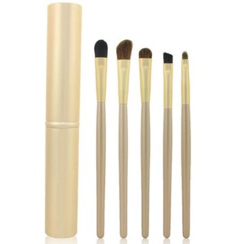 Mokale 5 pieces Professional Eyeshadow Brush Makeup Kit Designer Cosmetic Eye Makeup Tools with Luxury Case Synthetic & Goat Hair Stylish Ergonomic Handles At Home or Travel