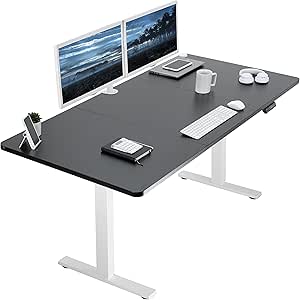 VIVO Electric 71 x 36 inch Standing Desk Workstation, Memory Controller Height Adjustment, 1B Series, Black Top White Frame, DESK-KIT-1W7B-36