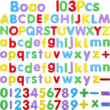 Boao Magnetic Letters and Numbers for Kids 103 Pieces Alphabet Refrigerator Magnets for Learning