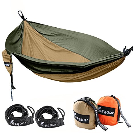 Bisgear Double & Single Lightweight Portable Travel Bed Camping Hammock