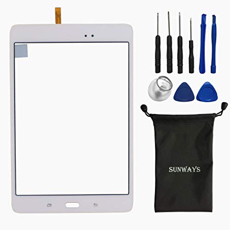 Sunways White Touch Flex Cable Screen Glass Lens Repaire Parts for Samsung Galaxy Tab A 8.0 T350 SM-T350 with Device Opening Tools