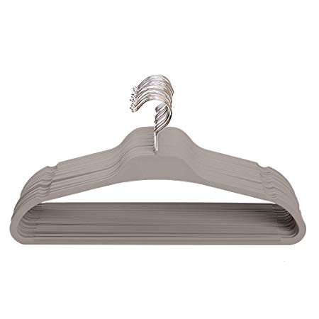 Grey Plastic Hangers, 360 Degree Rotating Clothes Hanger with Non Slip Notches, Space Saving Clothing Hangers for Everyday Standard Use (20 Pack)