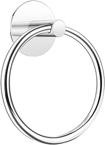 No Drilling 3M Self Adhesive Towel Ring with Extra Strong Nail-Free Glue, Stainless Steel Towel Holder, Bathroom and Kitchen Towel Rack (Chrome)